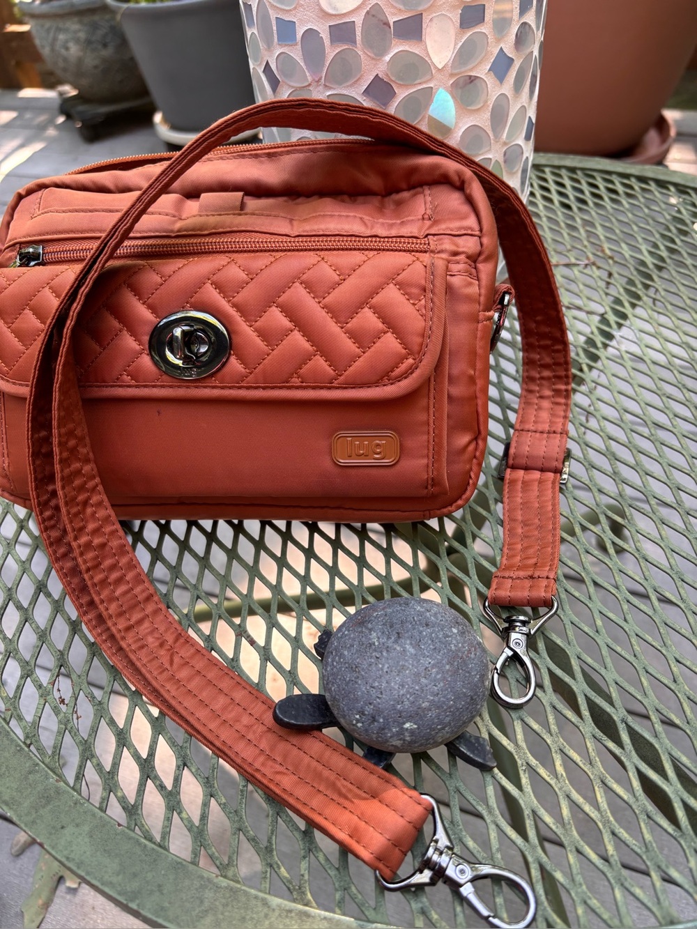 Lug Women's Quilted Crossbody Bag in Rust Orange